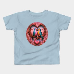 Valentine’s Day lovebirds snuggling up Kids T-Shirt